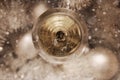 Glass of champagne, Christmas decoration Royalty Free Stock Photo