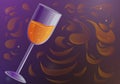 Glass of champagne concept banner, cartoon style