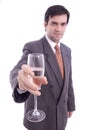 Glass of champagne holded by a businessman