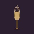 The glass of champagne icon. Wine symbol. Flat