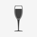 Glass of champagne monochrome icon. Vector illustration. Royalty Free Stock Photo