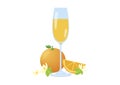 Mimosa drink with orange fruit icon vector