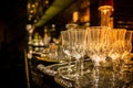 The Glass of Champagne served on a tray