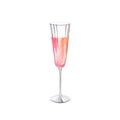 Glass of champagne. A sparkling wine. Glamorous Pink Drink. New year cocktail. Watercolor illustrations on isolated