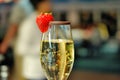 A glass of champagne with strawberry Royalty Free Stock Photo