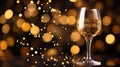 A glass of champagne on a table with a bokeh effect, AI Royalty Free Stock Photo