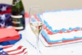 Glass of champagne on table at election rally Royalty Free Stock Photo