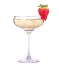 Glass of champagne with tasty strawberry Royalty Free Stock Photo