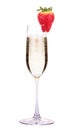 Glass of champagne with tasty strawberry Royalty Free Stock Photo