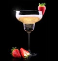 Glass of champagne with tasty strawberry Royalty Free Stock Photo