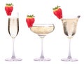 Glass of champagne with tasty strawberry Royalty Free Stock Photo