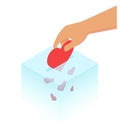 Vector Glass Charity Box and Hand Putting a Heart Inside It