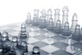 Glass chess. The first move. Royalty Free Stock Photo