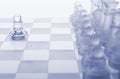 Glass chess. The first move. Royalty Free Stock Photo