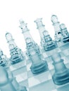 Glass chess. The first move. Royalty Free Stock Photo