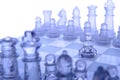 Glass chess. The first move. Royalty Free Stock Photo