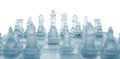 Glass chess. The first move. Royalty Free Stock Photo