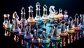 Glass chess pieces, Ai generated image Royalty Free Stock Photo