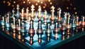 Glass chess pieces, Ai generated image Royalty Free Stock Photo