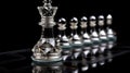 glass chess pieces on board in dark Royalty Free Stock Photo