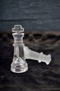 Glass chess pieces, king Royalty Free Stock Photo