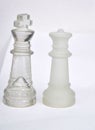 Glass chess pieces, king and queen Royalty Free Stock Photo
