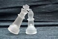 Glass chess pieces, king and queen Royalty Free Stock Photo