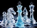 A glass chess set with a horse and knight on it, AI Royalty Free Stock Photo