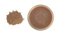 Glass of chocolate milk with powdered cocoa Royalty Free Stock Photo