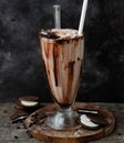 Chocolate milk shake with oreo cookies