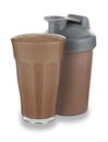 A glass of chocolate milkshake and shaker Royalty Free Stock Photo