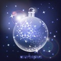 Glass christmas ball on blue background Royalty Free Stock Photo