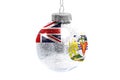 Glass Christmas ball toy isolated on white background with the flag of British Antarctic Territory