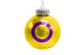 Glass Christmas ball toy isolated on white background with the flag of intersex pride