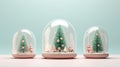 Christmas Under The Cloche: 3d Render Illustration On Pink Background