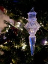 Glass Christmas ornament on tree