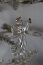 Glass christmas tree angel decoration hanging with gold trim Royalty Free Stock Photo