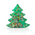 Glass Christmas tree decor. Sweet candy decorated with colorful sprinkles. Isolated on white with soft shadow and reflection Royalty Free Stock Photo
