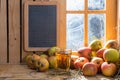 Glass of cider with apples Royalty Free Stock Photo