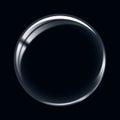 Glass circle transparent on dark background. Sphere crystal bubble for product presentation Royalty Free Stock Photo