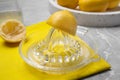 Glass citrus juicer and squeezed lemon