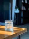 Glass of clean mineral water on wooden table. Royalty Free Stock Photo