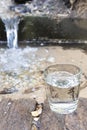 A glass of clean spring water. Source of clean natural water Royalty Free Stock Photo