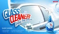 Glass cleaner ad banner with car