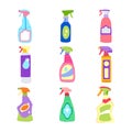 glass cleaner set cartoon vector illustration Royalty Free Stock Photo