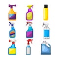 glass cleaner set cartoon vector illustration Royalty Free Stock Photo