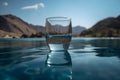 Glass with clear mountain water. Generate ai Royalty Free Stock Photo