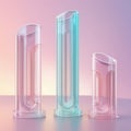 Glass clear tubes in pastel colors