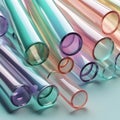 Glass clear tubes in pastel colors