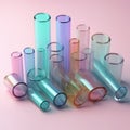 Glass clear tubes in pastel colors